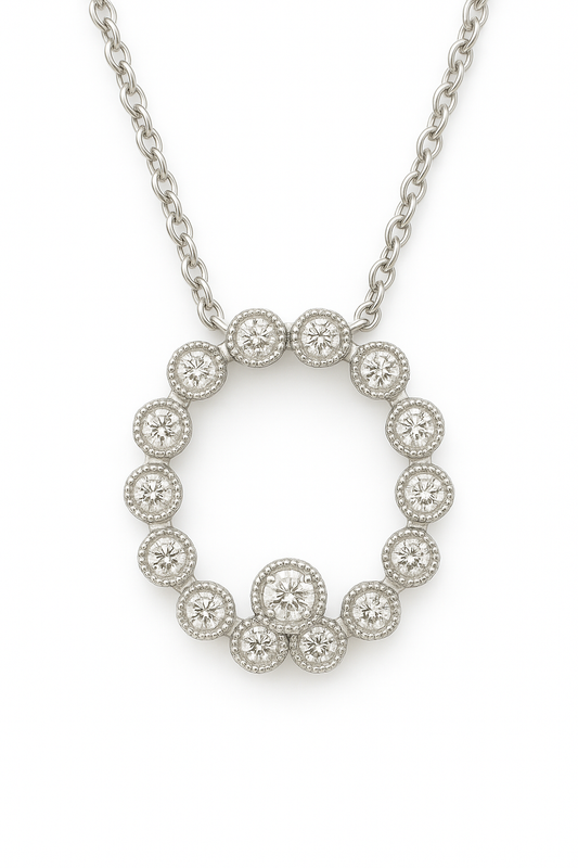 Moissanite Milgrain Oval Necklace – 925 Silver
