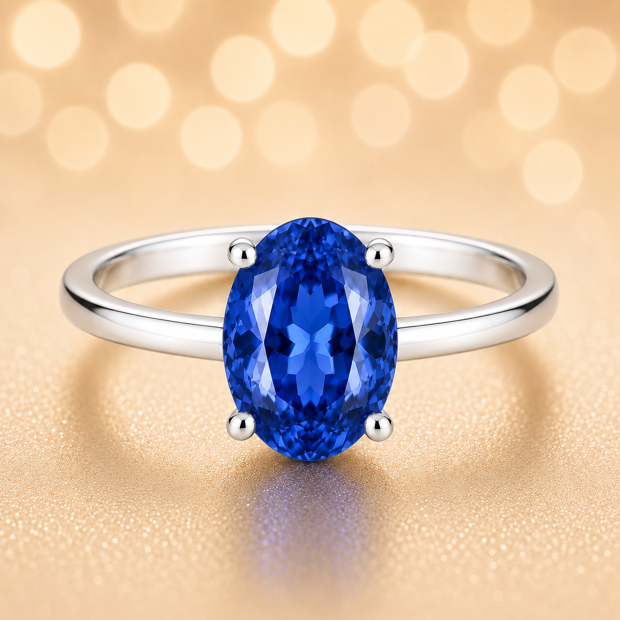 Elegant 7×5 mm blue sapphire oval solitaire ring in white-gold-plated 925 silver. Timeless brilliance and radiant color. Available now at BSI Jewelry.