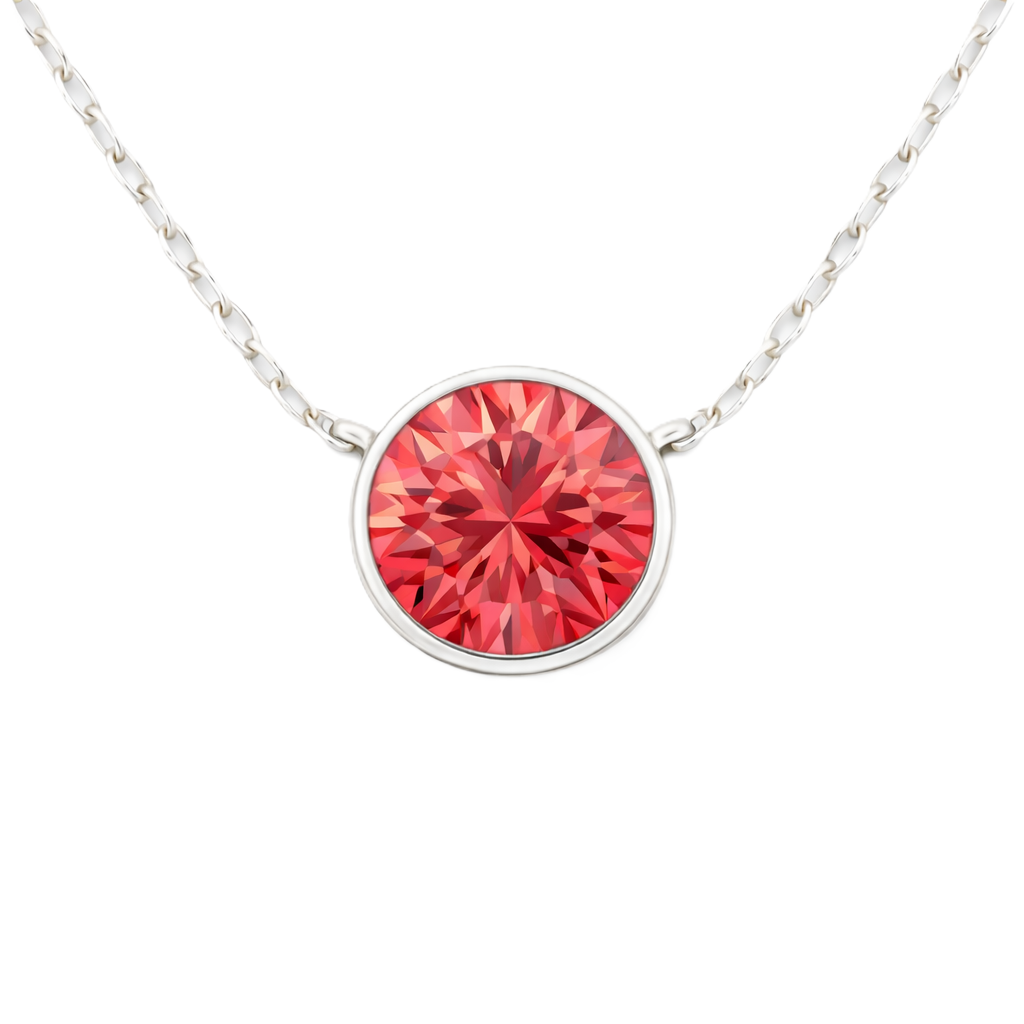 Garnet necklace with a 6 mm round in white gold-plated 925 silver. Elegant, hypoallergenic, and refined for daily wear. Available now at BSI Jewelry.