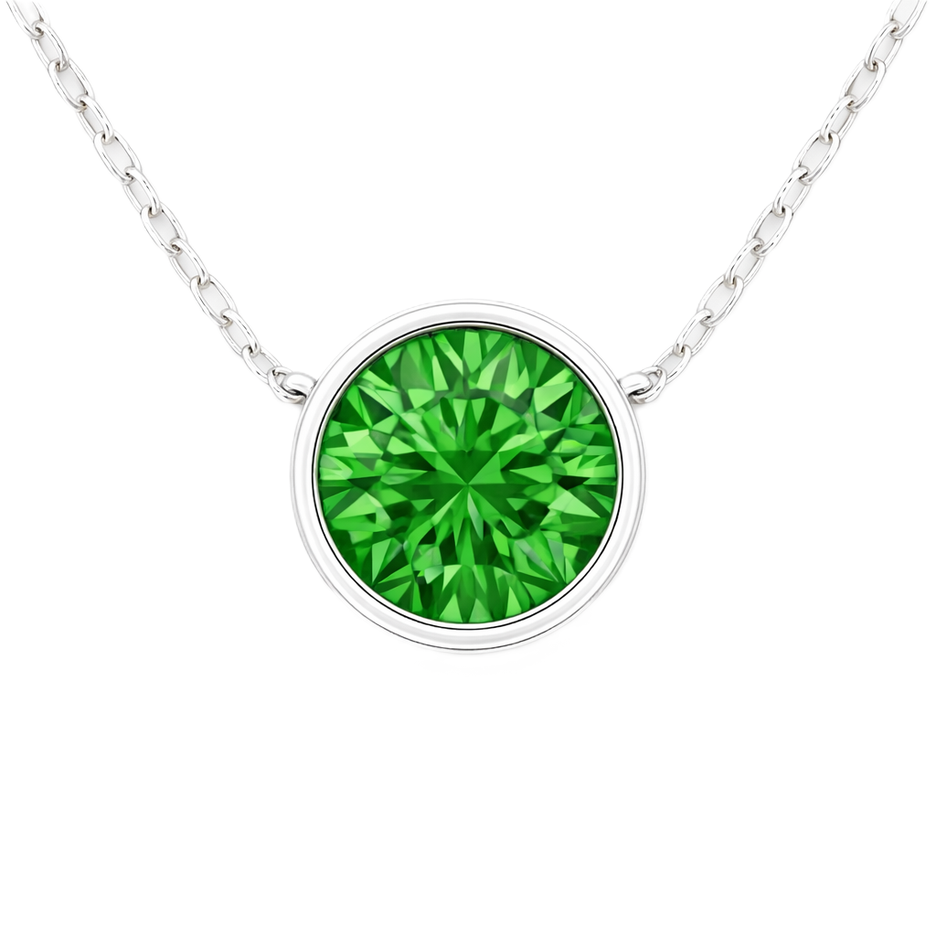 Green sapphire necklace with a 6 mm round in white gold-plated 925 silver. Elegant, hypoallergenic, and refined for daily wear. Available now at BSI Jewelry.