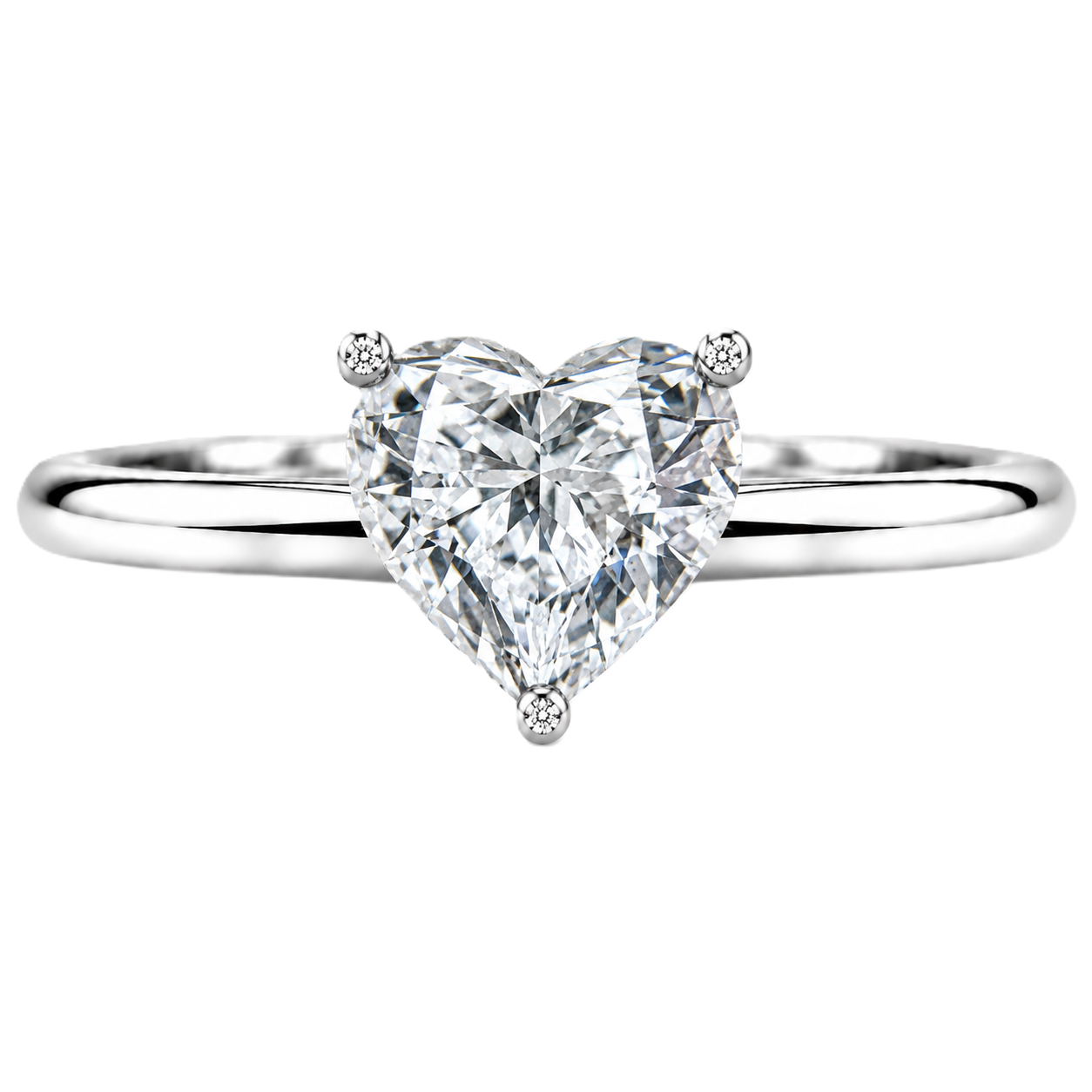 Timeless heart moissanite engagement ring with a 6 mm heart-cut center stone, crafted in white gold plated 925 silver. Available now at BSI Jewelry.