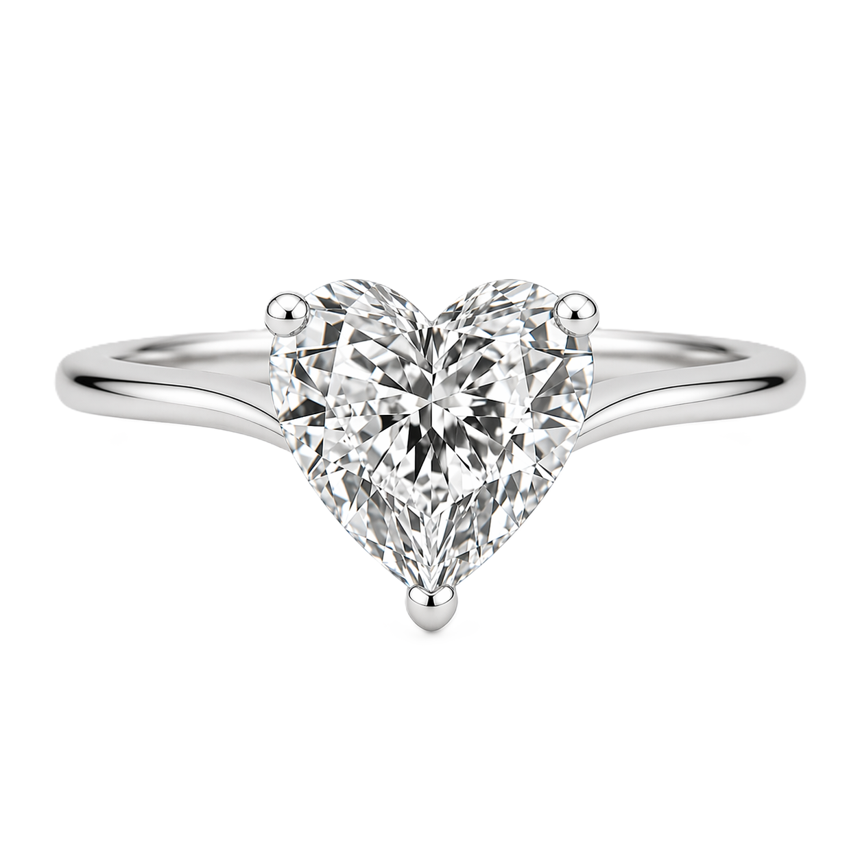 Heart moissanite ring, 10 mm, crafted in white gold-plated 925 silver. Ideal as an elegant engagement ring or daily wear. Available now at BSI Jewelry.