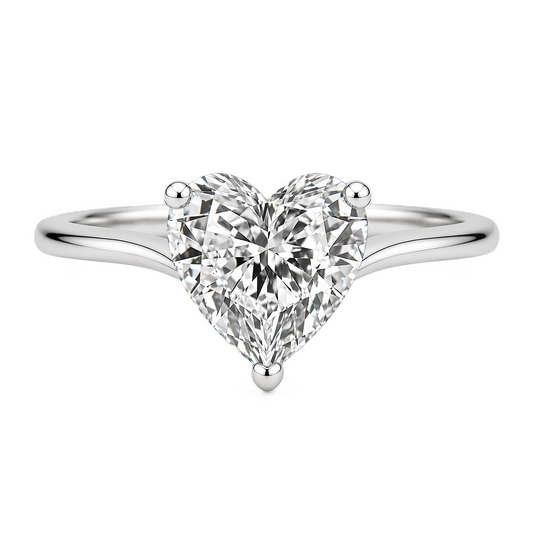 Heart moissanite ring, 10 mm, crafted in white gold-plated 925 silver. Ideal as an elegant engagement ring or daily wear. Available now at BSI Jewelry.