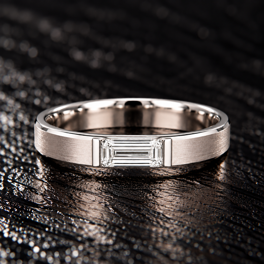 Men's emerald-cut moissanite ring in 925 Silver available at BSI Jewelry