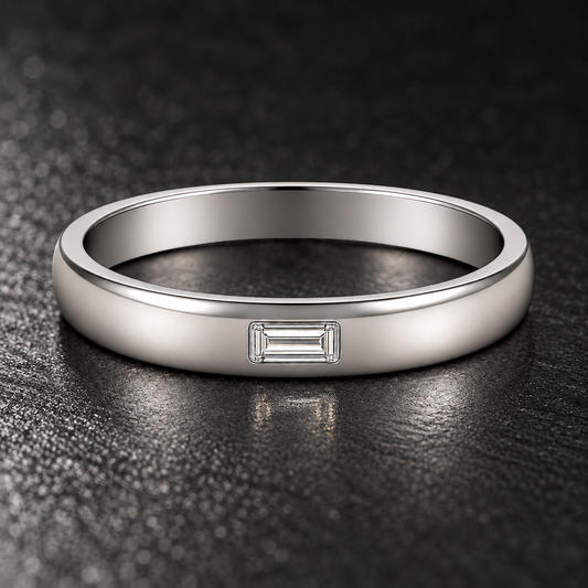 Men's emerald-cut moissanite ring in polished 925 Silver available at BSI Jewelry