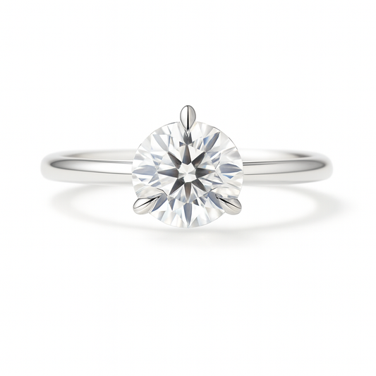 0.40 carat 3 prongs moissanite solitaire ring crafted in white gold-plated 925 silver. Elegant brilliance for daily wear. Available now at BSI Jewelry.