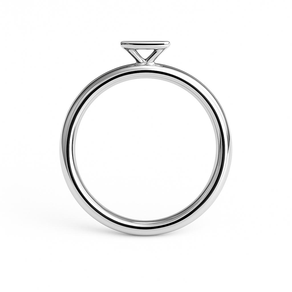 Silver ring with a minimalist design on a white background