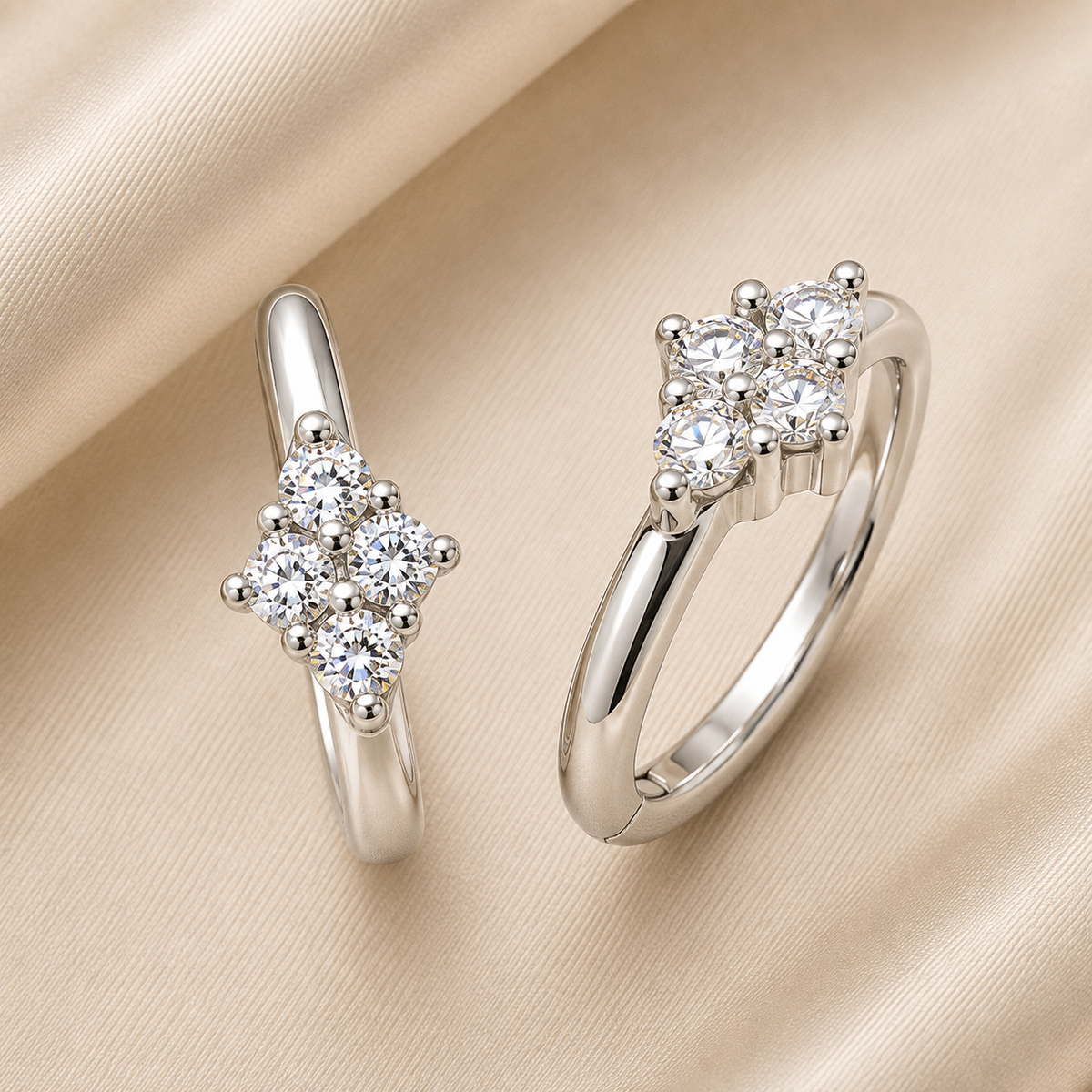 Moissanite cross huggie earrings in 925 silver with a delicate cross cluster. A meaningful design blending sparkle and timeless elegance. Now at BSI Jewelry.