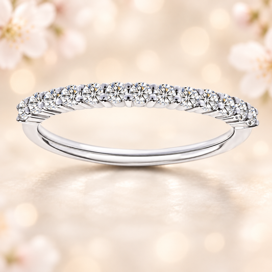 Refined 0.30 carat Moissanite half-eternity band in white-gold-plated 925 silver. Radiant brilliance, timeless style, and lasting comfort. Now at BSI Jewelry.
