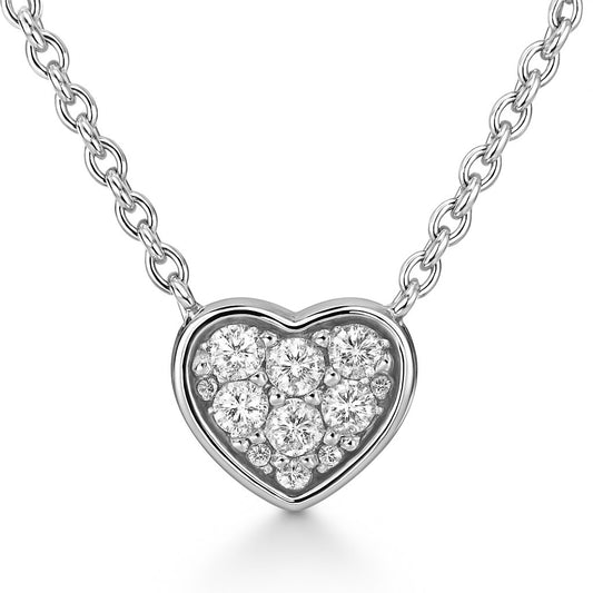 Moissanite heart necklace in 925 silver with brilliance. Sweet and elegant design, perfect for daily wear or as a loving gift. Available now at BSI Jewelry.