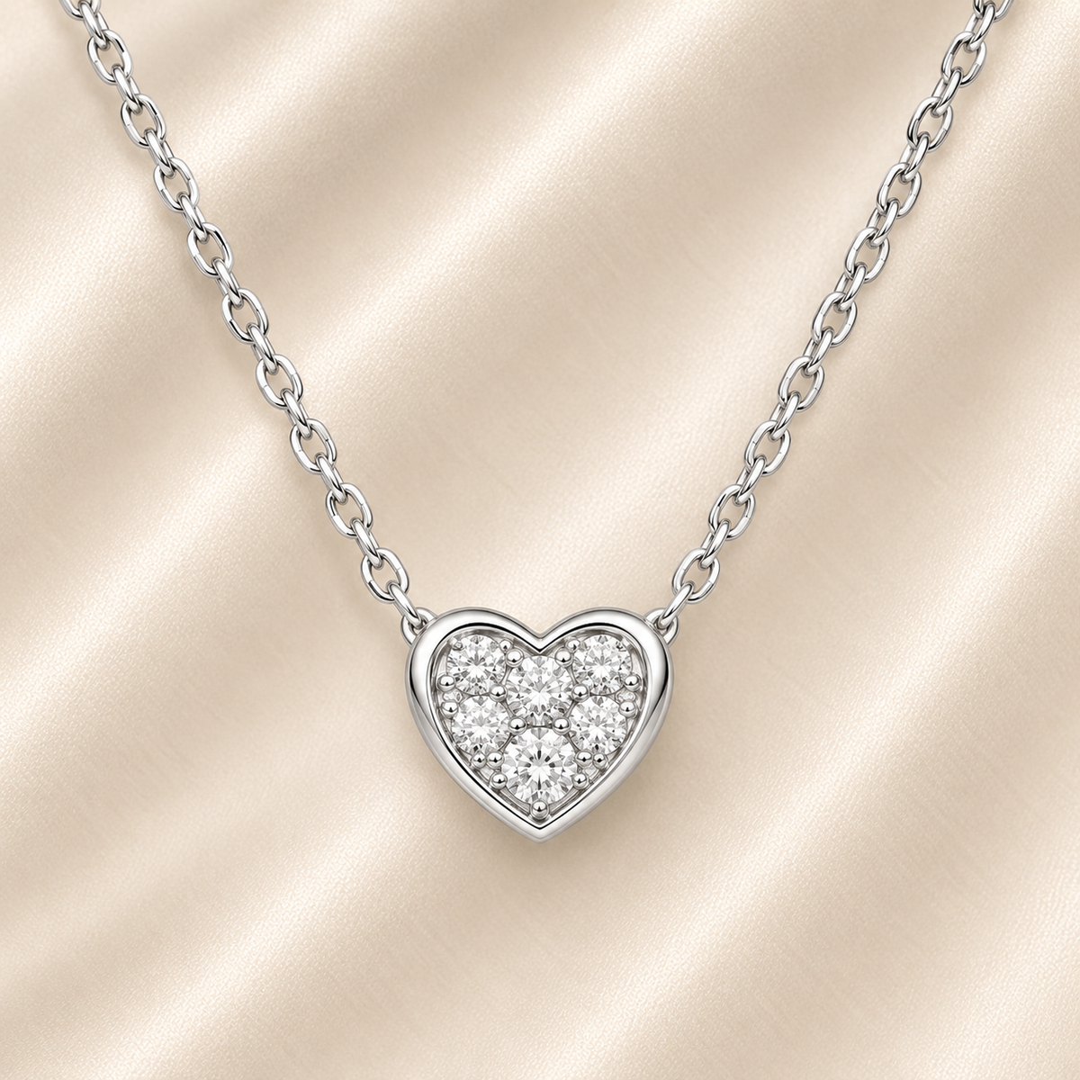 Moissanite heart necklace in 925 silver with brilliance. Sweet and elegant design, perfect for daily wear or as a loving gift. Available now at BSI Jewelry.