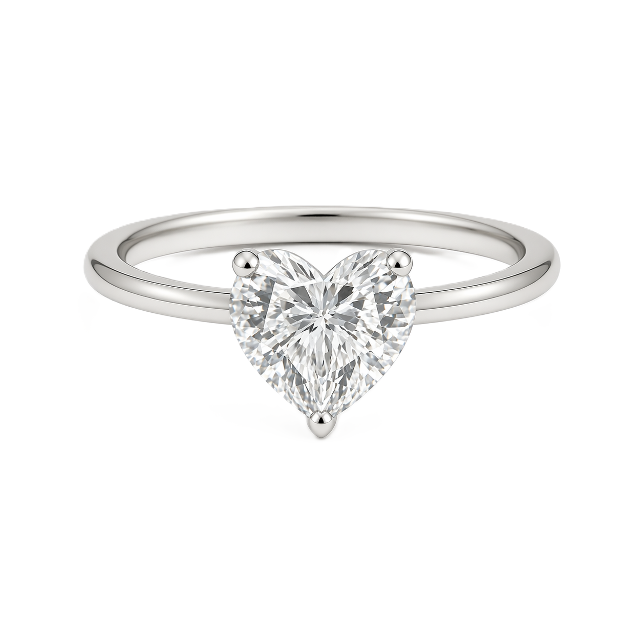 8mm heart-cut Moissanite solitaire in white gold-plated 925 silver with palladium-added alloy. Brilliant, bold, and hypoallergenic. Available now at BSI Jewelry.