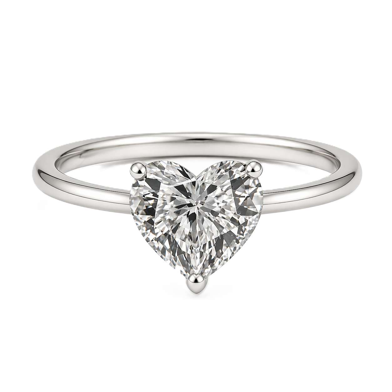 9mm heart-cut Moissanite solitaire in white gold-plated 925 silver with palladium-added alloy. Brilliant, bold, and hypoallergenic. Available now at BSI Jewelry.