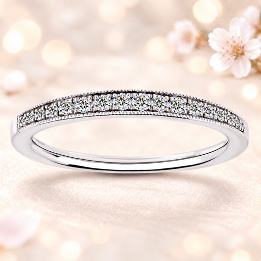 Moissanite Milgrain Half-Eternity Band – 0.30 carat – 925 Silver | BSI Jewelry