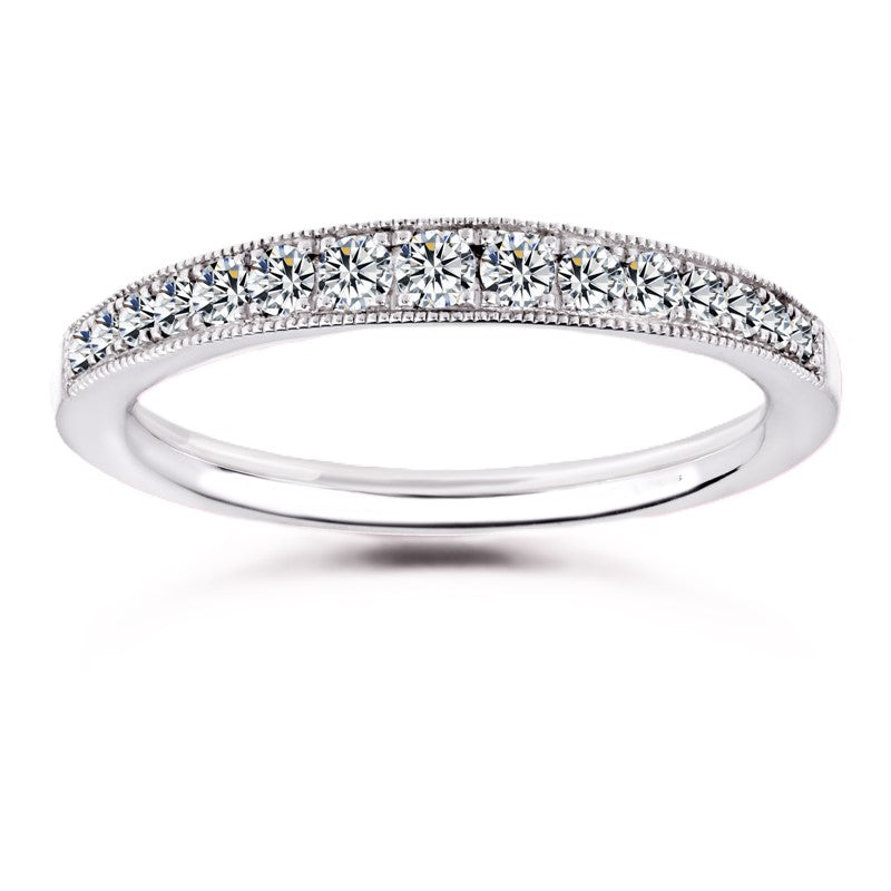 Moissanite Milgrain Half-Eternity Band – 0.50 carat – 925 Silver | BSI Jewelry