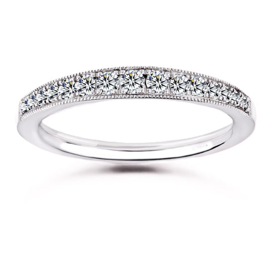 Moissanite Milgrain Half-Eternity Band – 0.50 carat – 925 Silver | BSI Jewelry