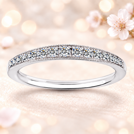 Moissanite Milgrain Half-Eternity Band – 0.50 carat – 925 Silver | BSI Jewelry