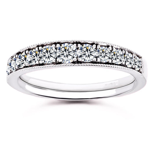 Moissanite Milgrain Half-Eternity Band – 0.70 carat – 925 Silver | BSI Jewelry