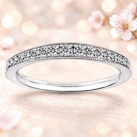 Moissanite Milgrain Half-Eternity Band – 0.70 carat – 925 Silver | BSI Jewelry
