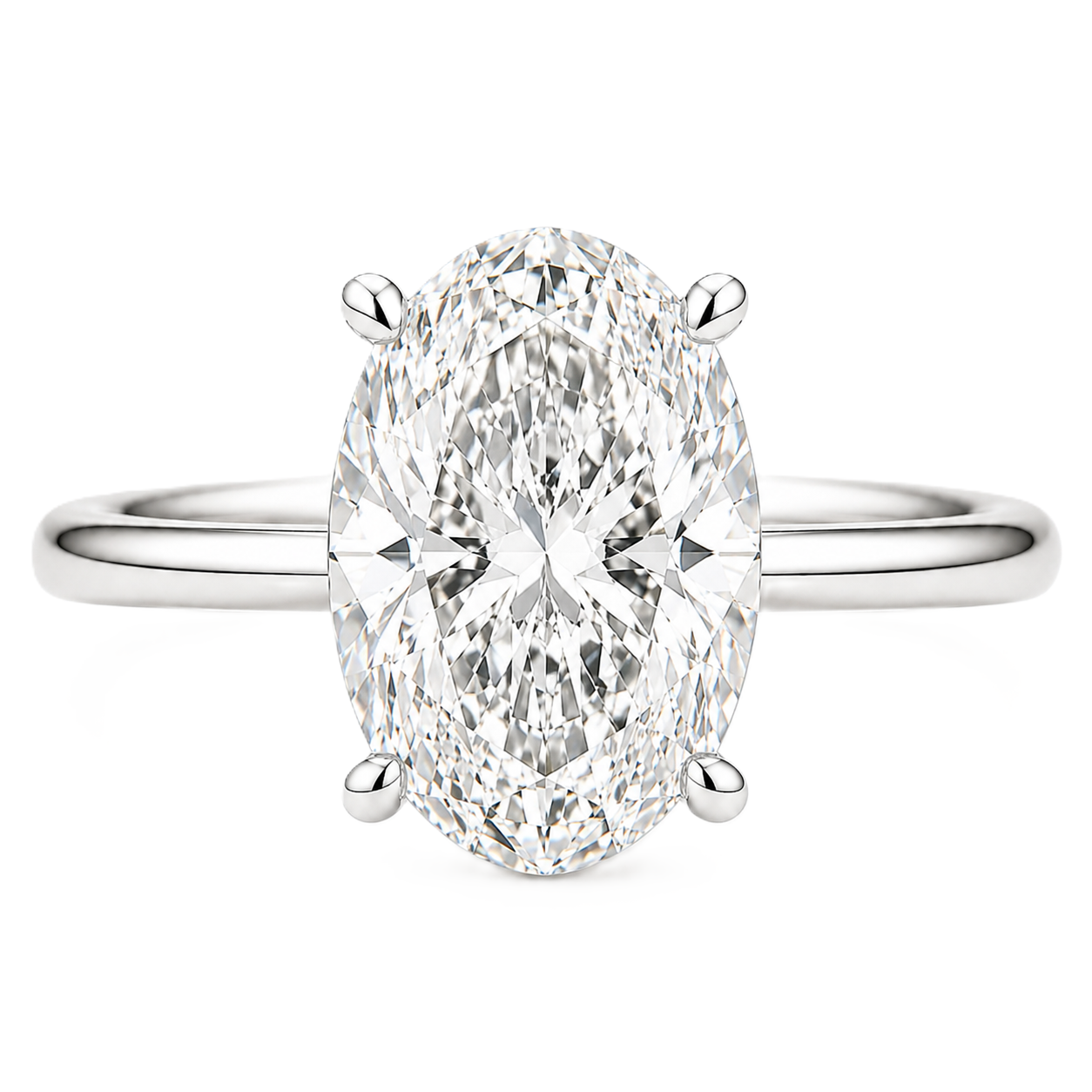 9×7 mm oval-cut Moissanite solitaire in white gold-plated 925 silver with palladium alloy—brilliant, elegant, and hypoallergenic. Available now at BSI Jewelry.