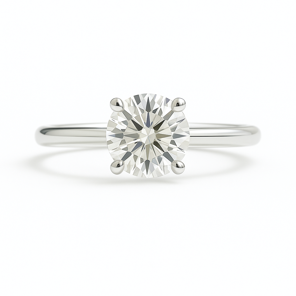 Elegant 4.70 mm Moissanite solitaire engagement ring in 925 silver. Brilliant-cut, refined, and timeless — a symbol of love. Available now at BSI Jewelry.