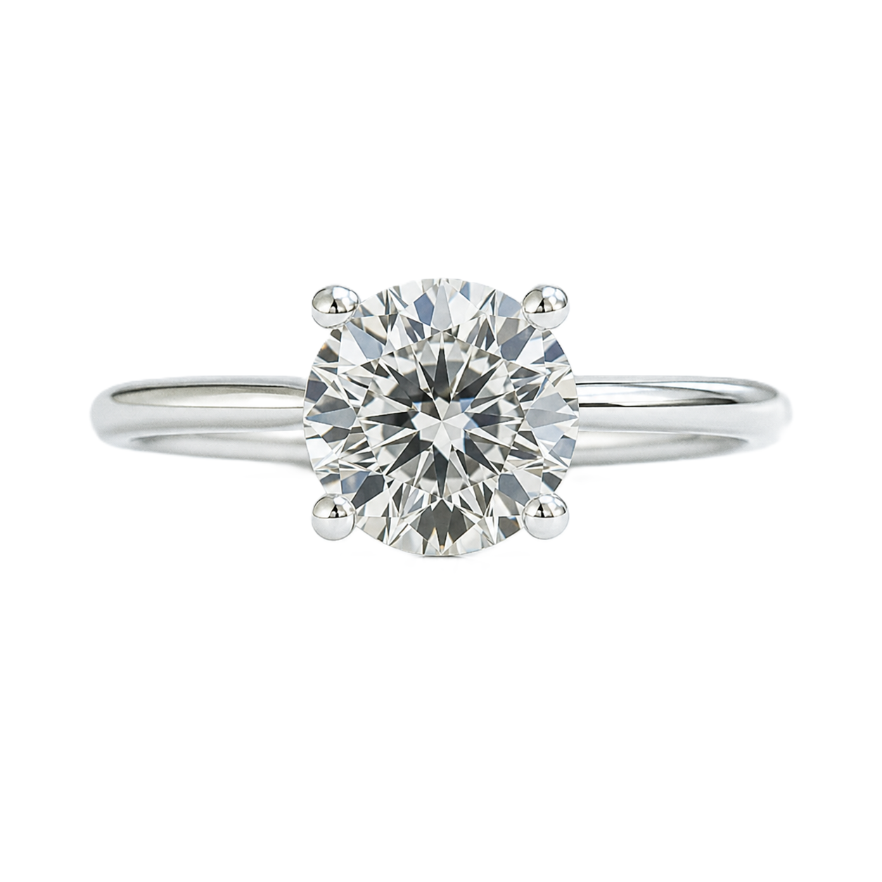 Timeless 6.5 mm Moissanite solitaire engagement ring in white gold-plated 925 silver. Brilliant, elegant, and lasting radiance. Available now at BSI Jewelry.