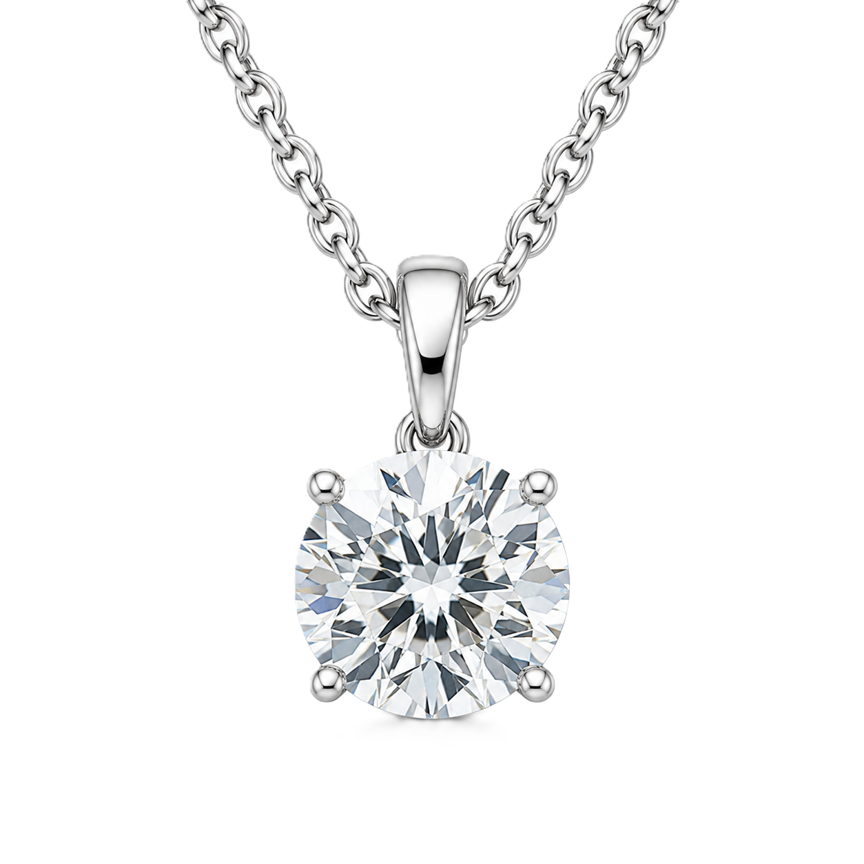 Classic Moissanite solitaire pendant in 925 silver with a brilliant round-cut stone. Timeless elegance, perfect for daily wear or gifting. Now at BSI Jewelry.