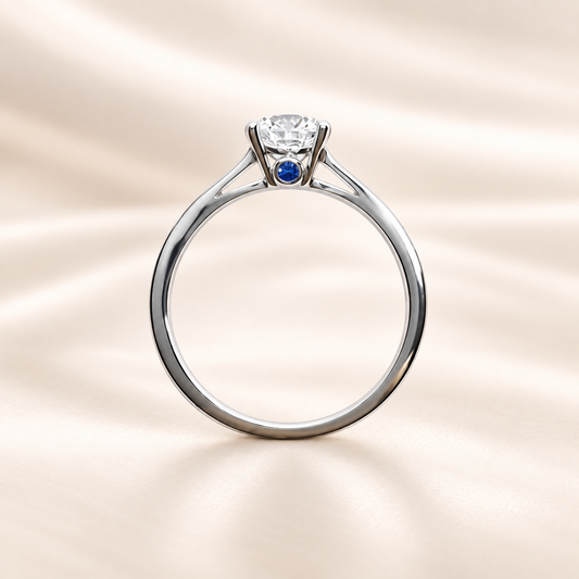 Elegant Moissanite solitaire ring in 925 silver with 6.5 mm round brilliant-cut stone. White gold-plated, hypoallergenic and radiant. Now at BSI Jewelry.