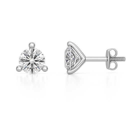 Moissanite stud earrings with 1.8 mm round stones in 3-prong setting, crafted in white gold-plated 925 silver. Elegant sparkle. Available now at BSI Jewelry.