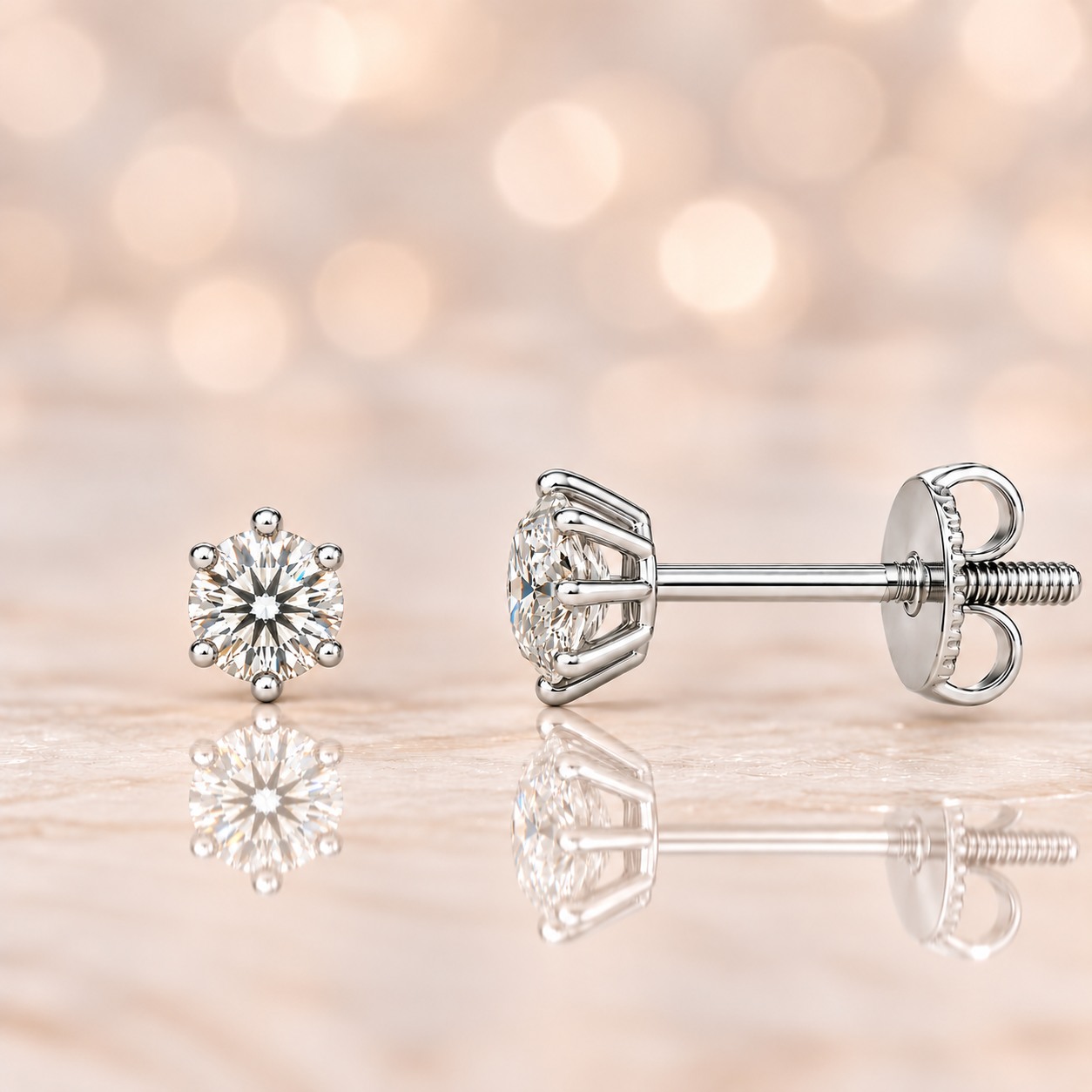 Moissanite stud earrings, 3 mm round cut, crafted in white gold-plated 925 silver with palladium alloy, hypoallergenic and safe to wear. Now at BSI Jewelry.