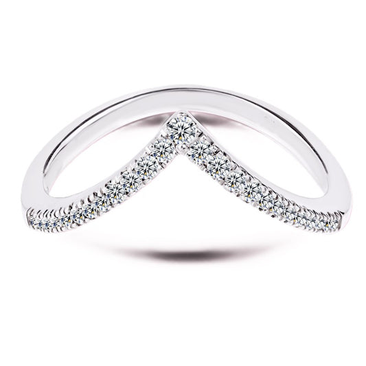 Moissanite V-Shape Wedding Band – 0.10 carat – 925 Silver | BSI Jewelry