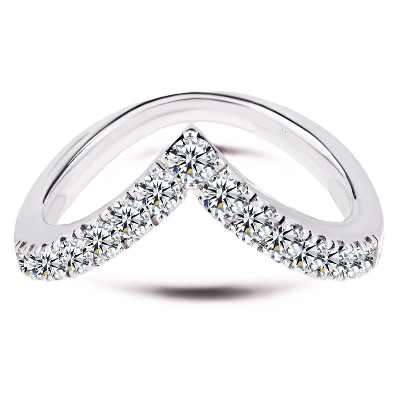 Moissanite V-Shape Wedding Band – 0.70 carat – 925 Silver | BSI Jewelry