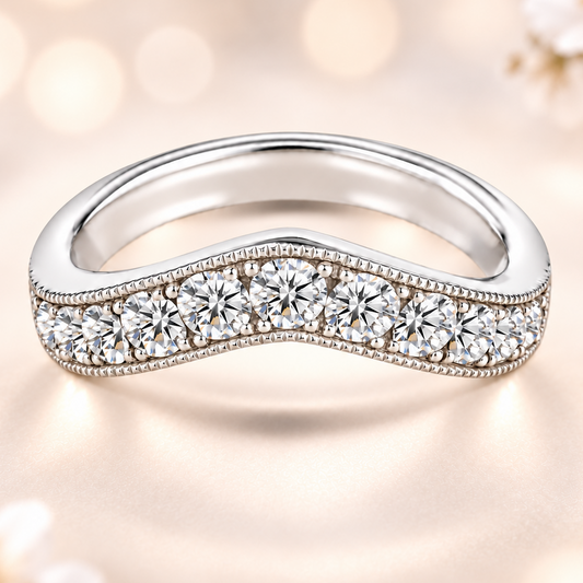 Moissanite V-Shaped Wedding Band – 0.50 carat – 925 Silver | BSI Jewelry