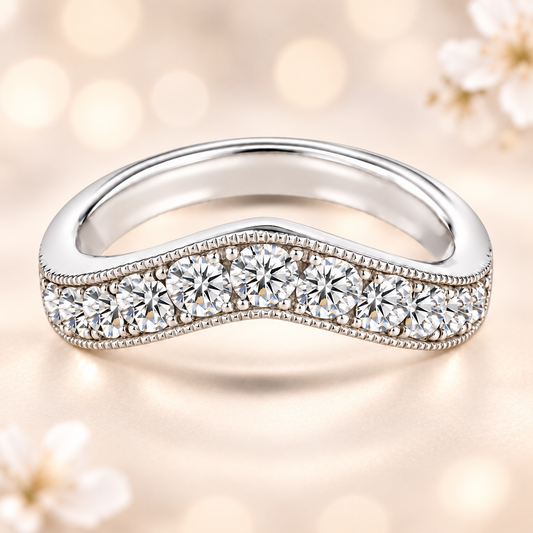 Moissanite V-Shaped Wedding Band – 0.70 carat – 925 Silver | BSI Jewelry