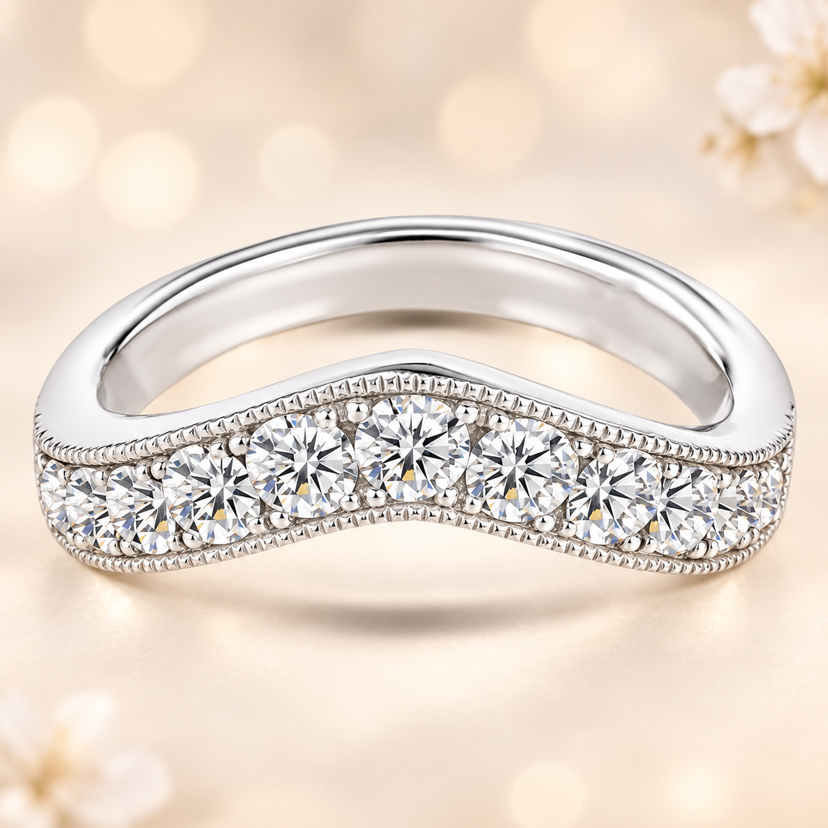Moissanite V-Shaped Wedding Band – 1.00 carat – 925 Silver | BSI Jewelry