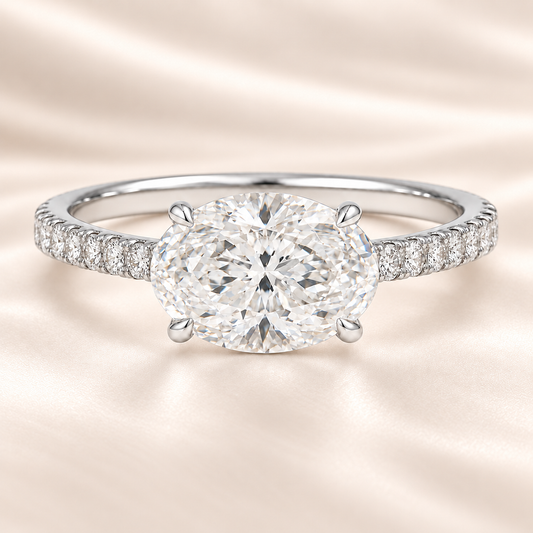 Fall in love with this 7×5mm Oval Moissanite Engagement Ring in White Gold Plated 925 Silver. GRA Certified, hypoallergenic, and finely crafted by BSI Jewelry.