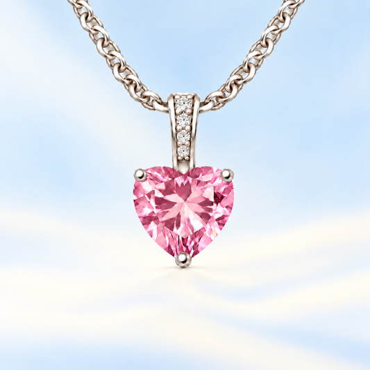 Pink amethyst pendant with a 6 mm heart gemstone in white gold-plated 925 silver. Soft, elegant, and radiant for daily wear. Available now at BSI Jewelry.