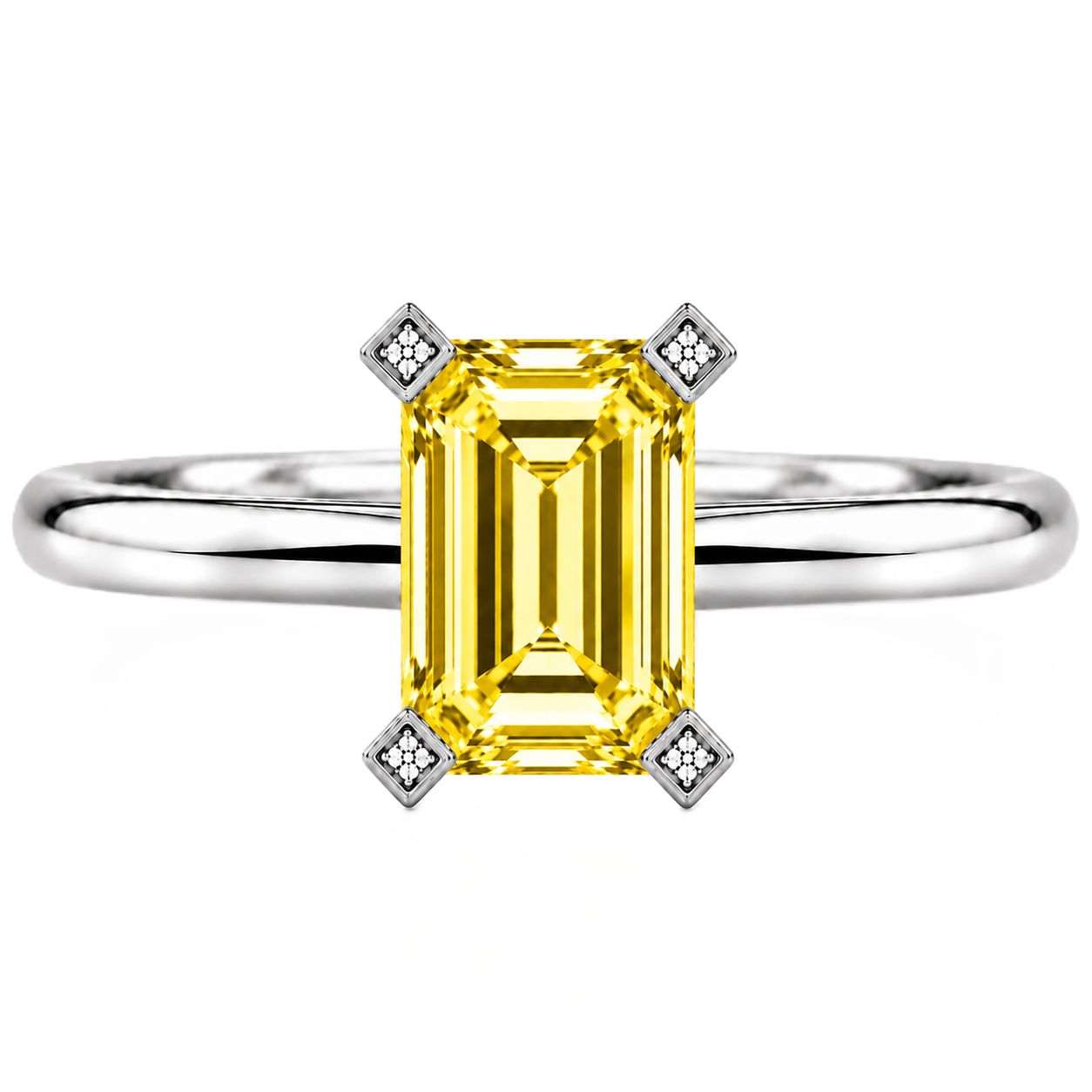 Yellow sapphire engagement ring crafted in white gold-plated 925 silver. Radiant, hypoallergenic, and elegant for everyday wear. Available now at BSI Jewelry.