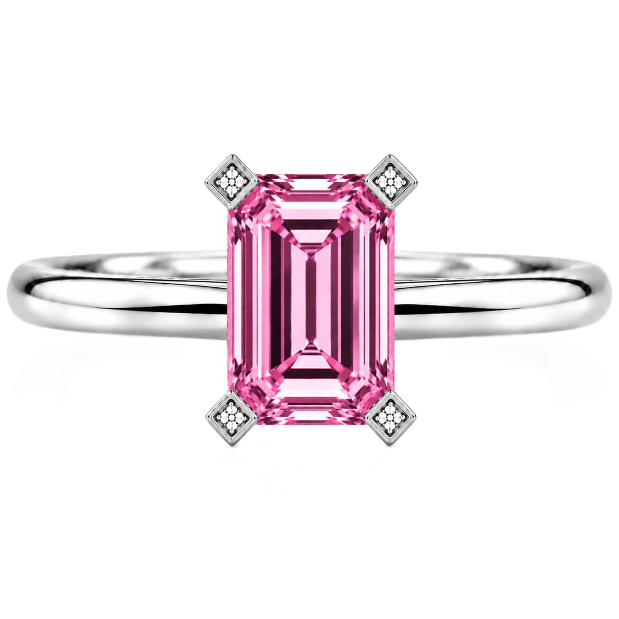 Pink sapphire engagement ring crafted in white gold-plated 925 silver. Romantic, hypoallergenic, and elegant for everyday wear. Available now at BSI Jewelry.