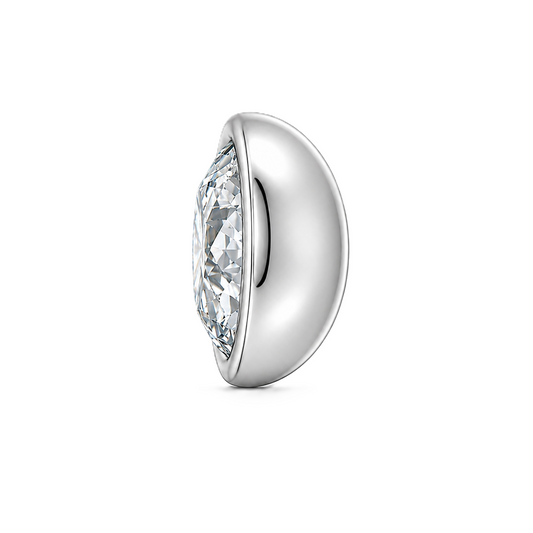 Round moissanite bezel necklace, 7 mm round, crafted in white gold-plated 925 silver. Hypoallergenic and elegant for daily wear. Available now at BSI Jewelry.