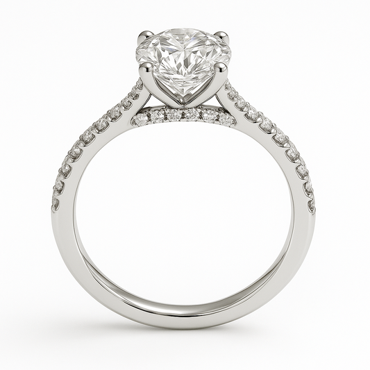 Fall in love with this 6.5mm Round Brilliant Cut Moissanite Engagement Ring in White Gold Plated 925 Silver. GRA Certified, hypoallergenic, and finely crafted by BSI Jewelry.