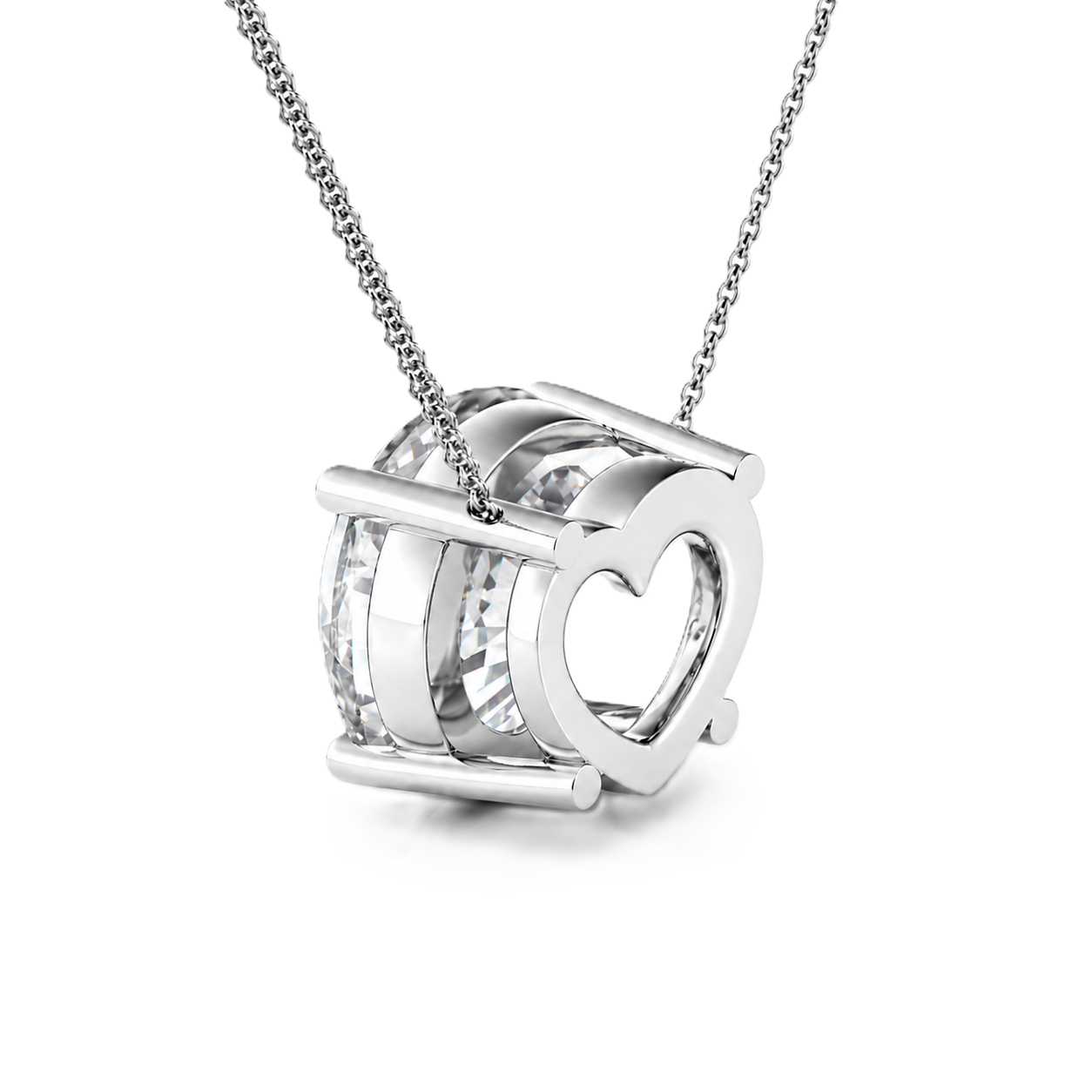 Round moissanite necklace, 6 mm round, crafted in white gold-plated 925 silver. Hypoallergenic and elegant for daily wear. Available now at BSI Jewelry.