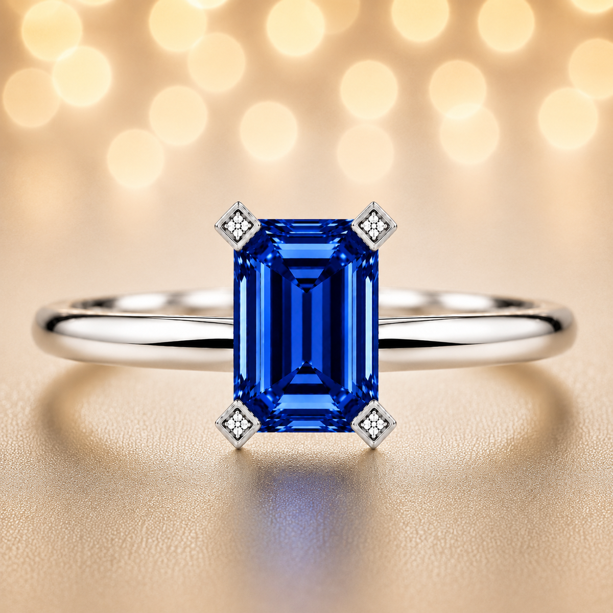 Blue sapphire engagement ring crafted in white gold-plated 925 silver. Royal, hypoallergenic, and elegant for everyday wear. Available now at BSI Jewelry.