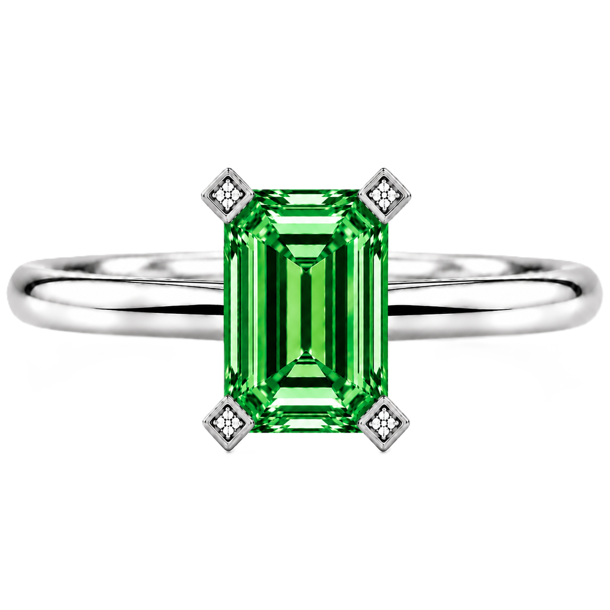 Green sapphire engagement ring crafted in white gold-plated 925 silver. Vibrant, hypoallergenic, and elegant for everyday wear. Available now at BSI Jewelry.
